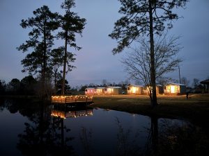 View from the lake at night.